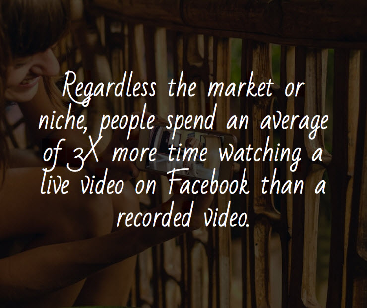 Regardless of the market or Nich, people spend an average 3 times more watching life video