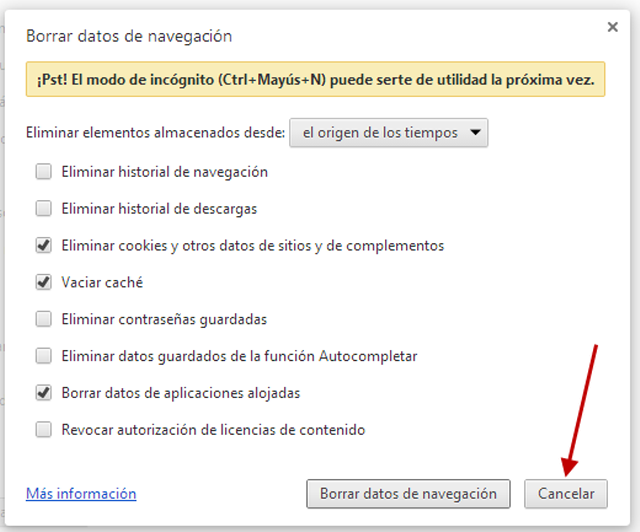 3.1-Pasos a seguir para llegar a la pagina de_Borrar datos de navegacion_Configuracion